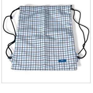 SCOUT Blue & White Checkered Drawstring Bag – Lightweight Backpack Tote